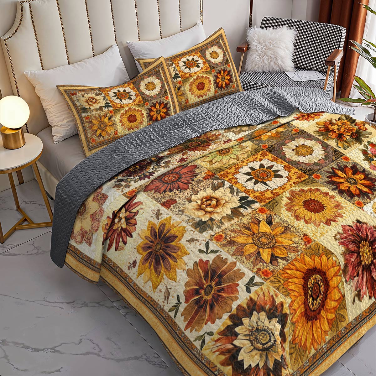 Shineful All Season Quilt 3-Piece Set Cozy Flowers