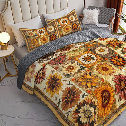 Shineful All Season Quilt 3-Piece Set Cozy Flowers