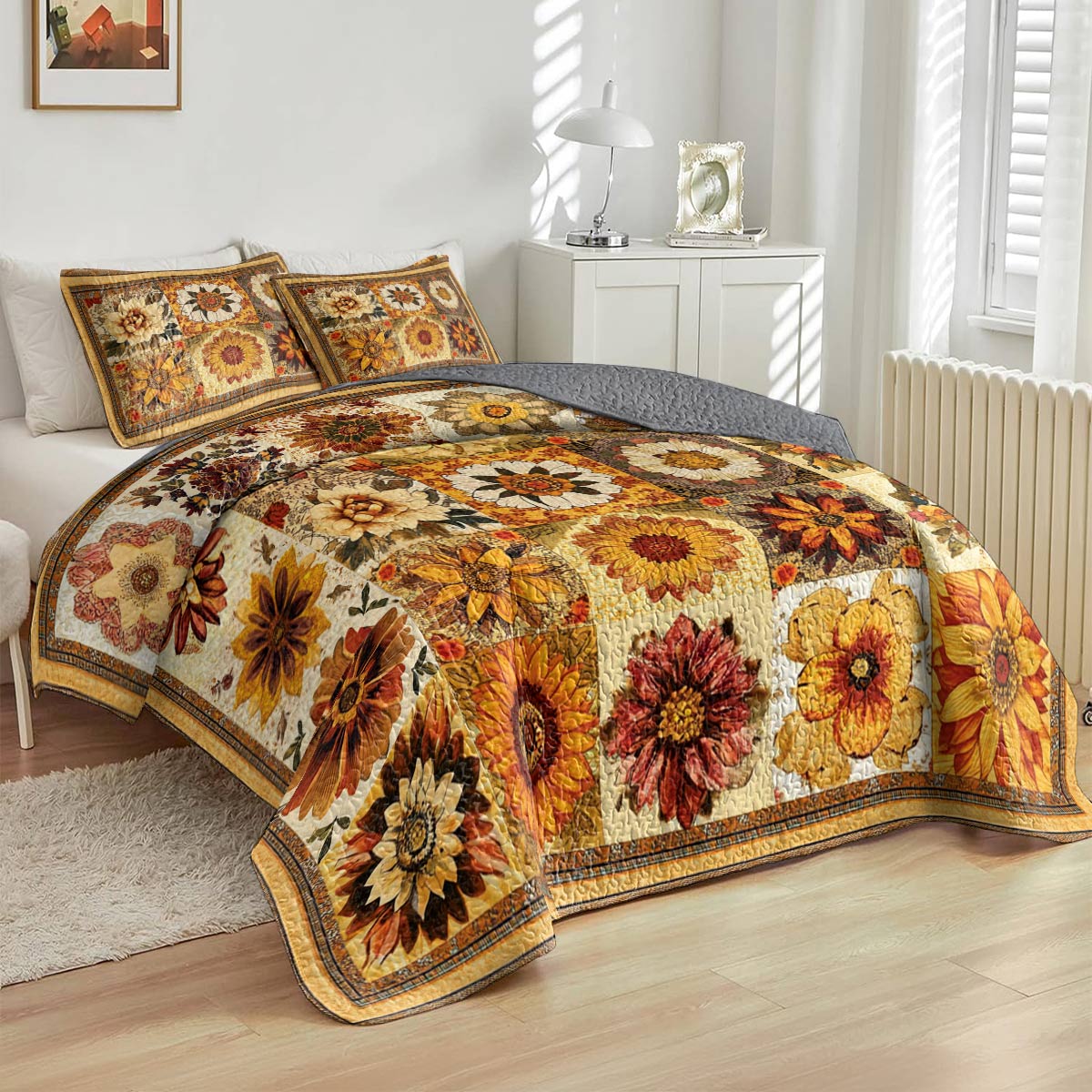 Shineful All Season Quilt 3-Piece Set Cozy Flowers