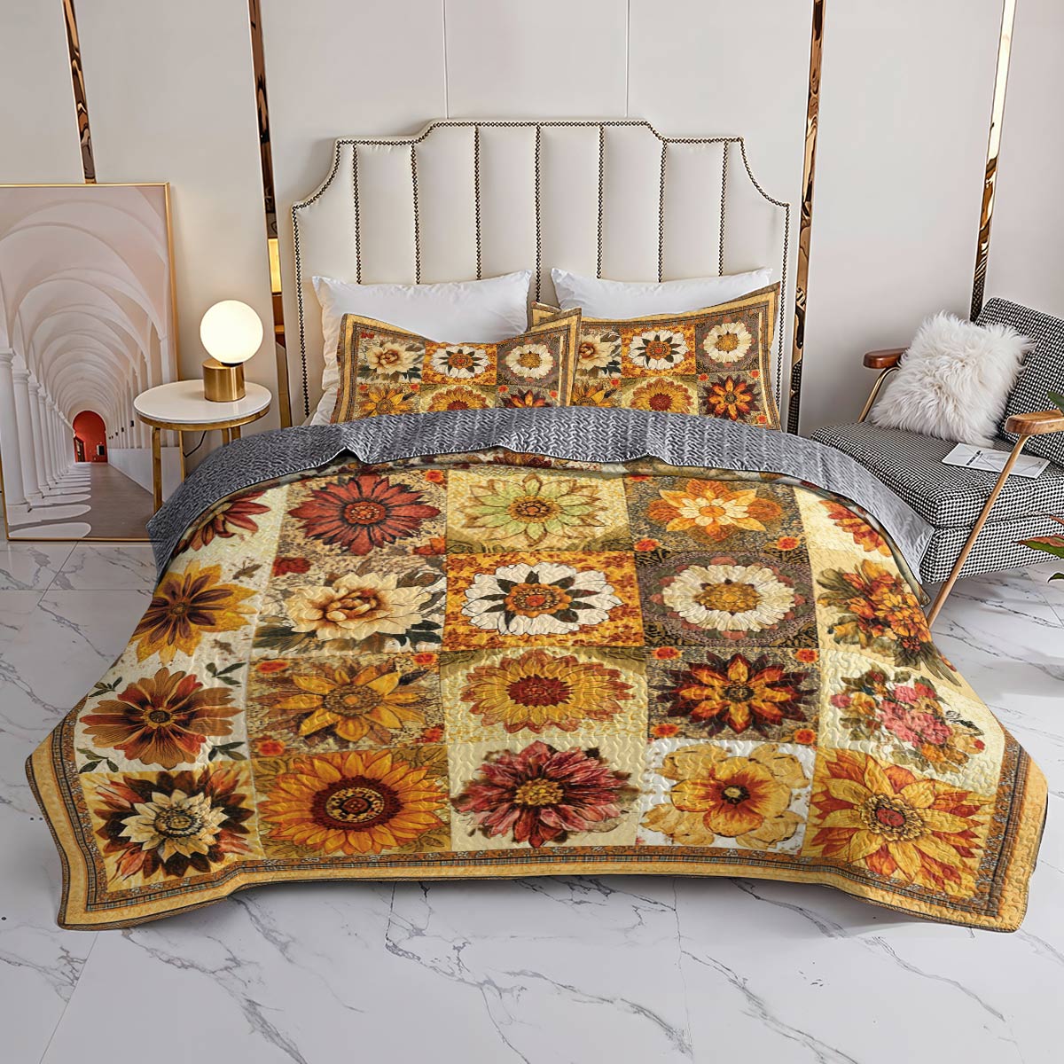 Shineful All Season Quilt 3-Piece Set Cozy Flowers