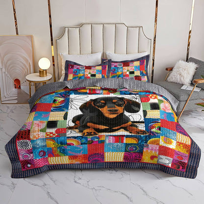 Shineful All Season Quilt 3-Piece Set Dachshund Quilt 2