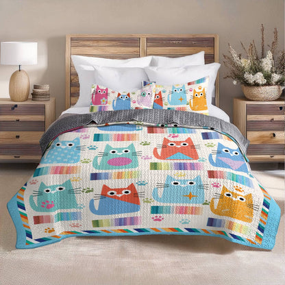 Shineful All Season Quilt 3-Piece Set Colorful Kitten