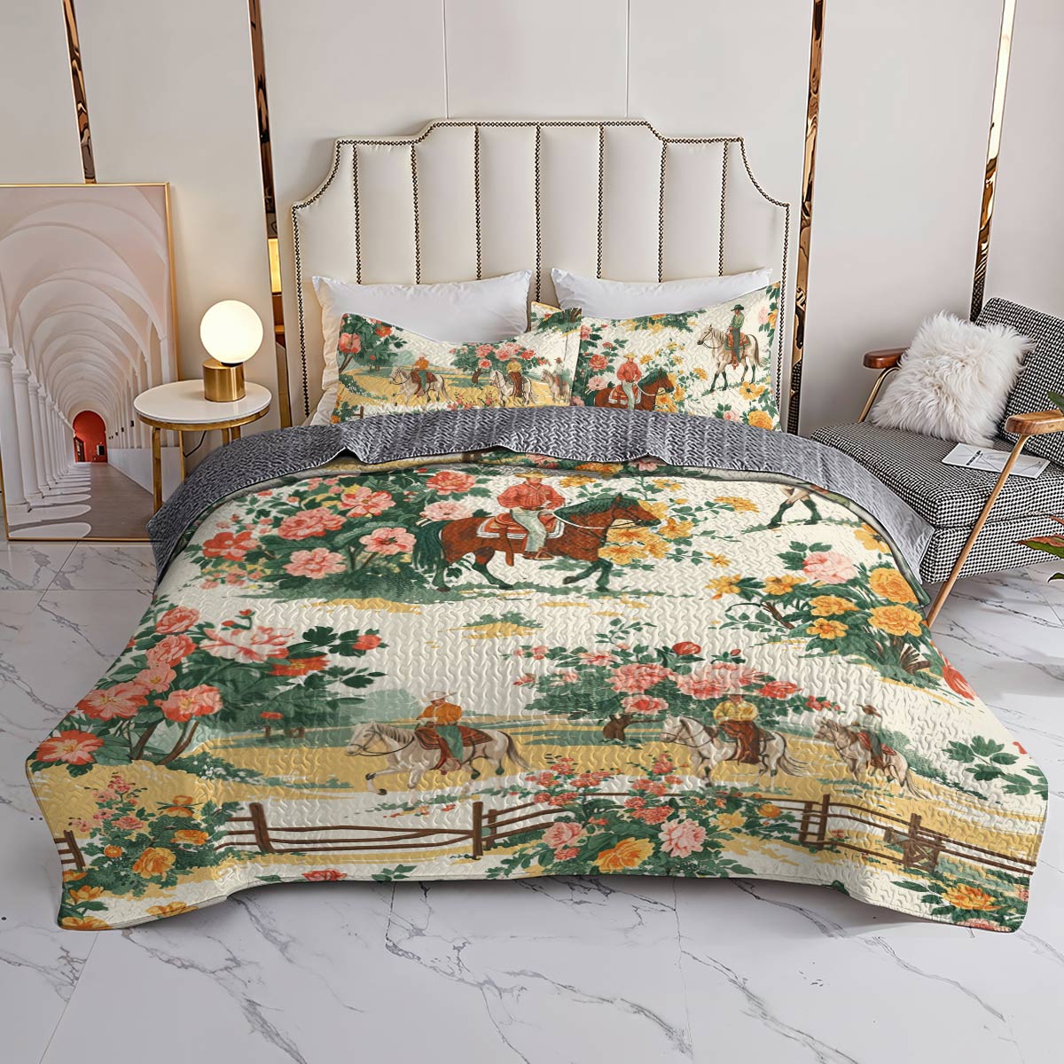 Shineful All Season Quilt 3-Piece Set Cowboy Flower