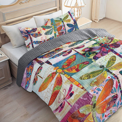 Shineful All Season Quilt 3-Piece Set Dragonfly Harmony