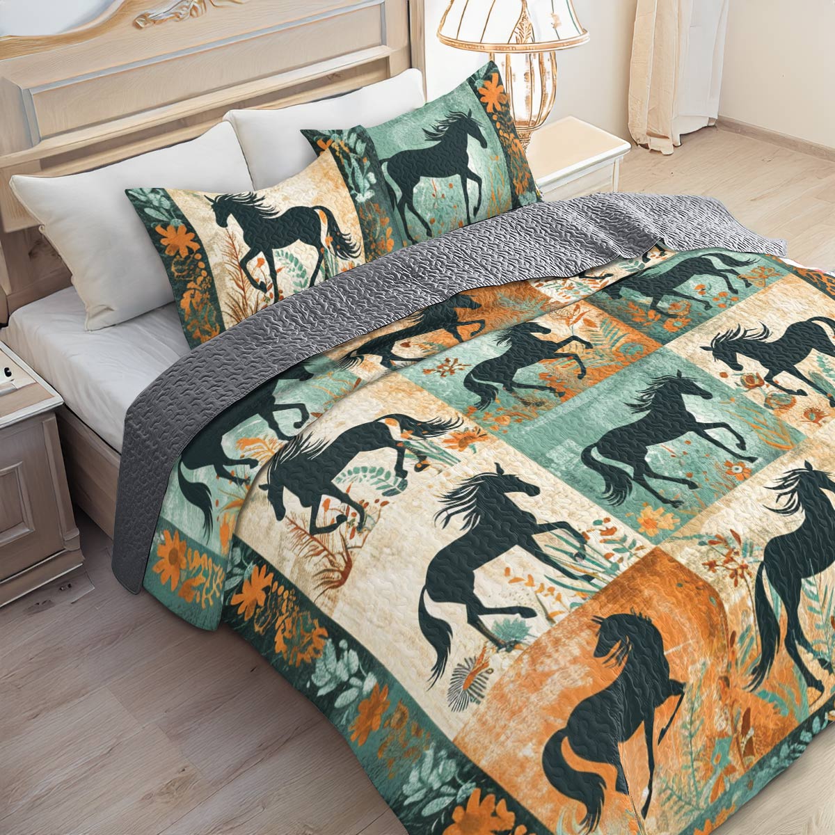 Shineful All Season Quilt 3-Piece Set Wild Stallion