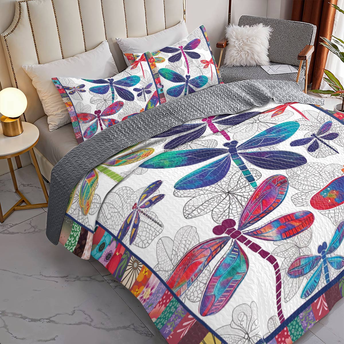 Shineful All Season Quilt 3-Piece Set Dragonfly Dreams