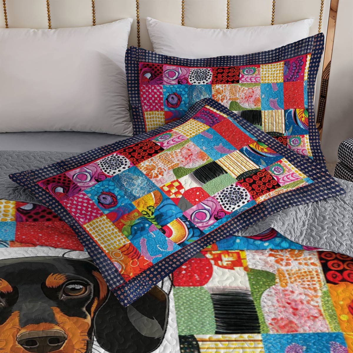 Shineful All Season Quilt 3-Piece Set Dachshund Quilt 2