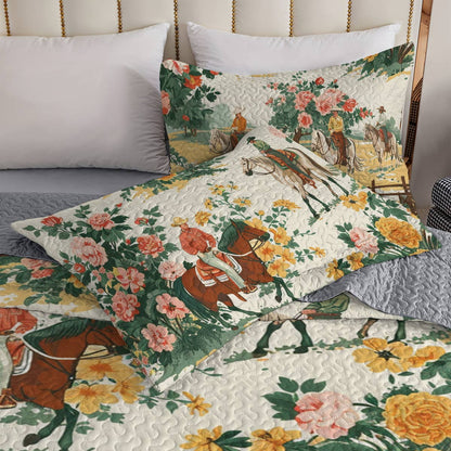 Shineful All Season Quilt 3-Piece Set Cowboy Flower