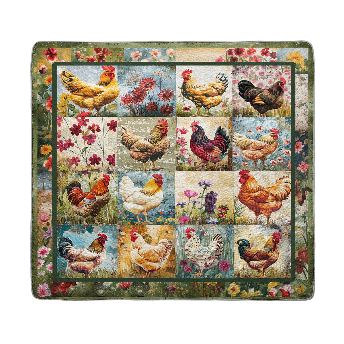 Shineful All Season Quilt 3-Piece Set Country Rooster Patchwork