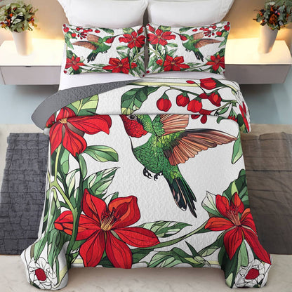 Shineful All Season Quilt 3-Piece Set Picturesque Hummingbirds Flowers