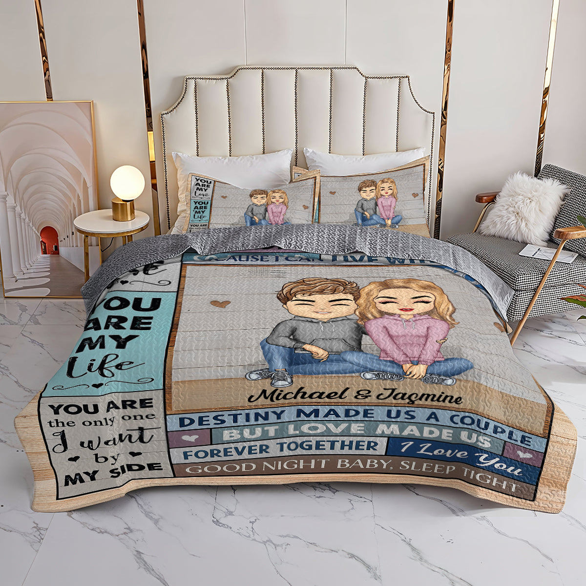 Shineful You Are My Love I Married You Because I Can't Live Without You Husband Wife - All Season Quilt 3-Piece Set