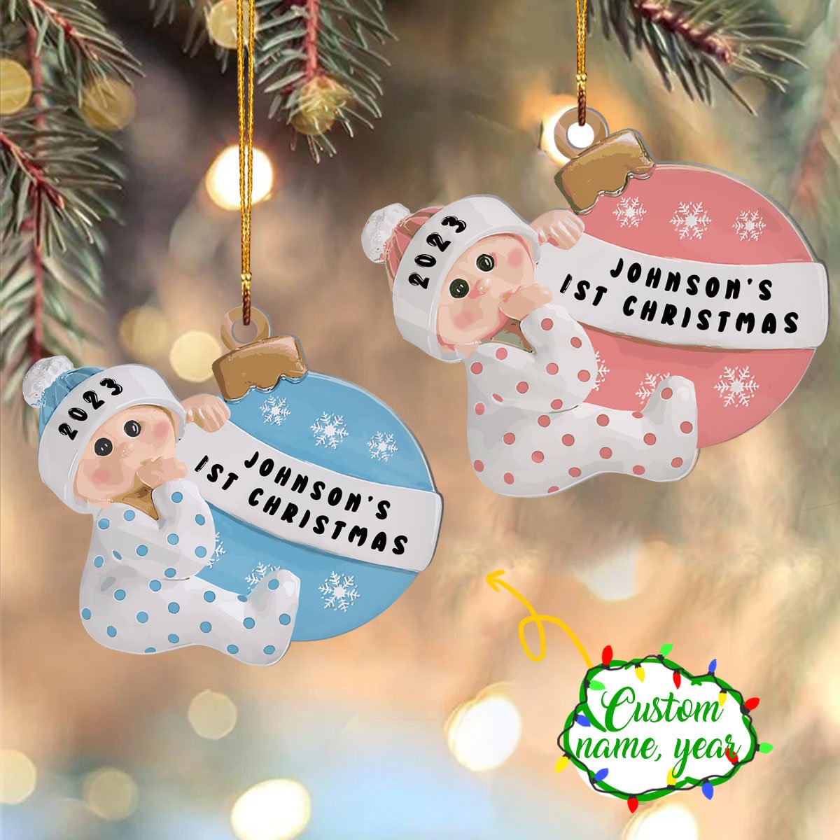 Baby 1St Christmas Personalized Ornament Shineful® Decoration Custom Name Gift Qd5