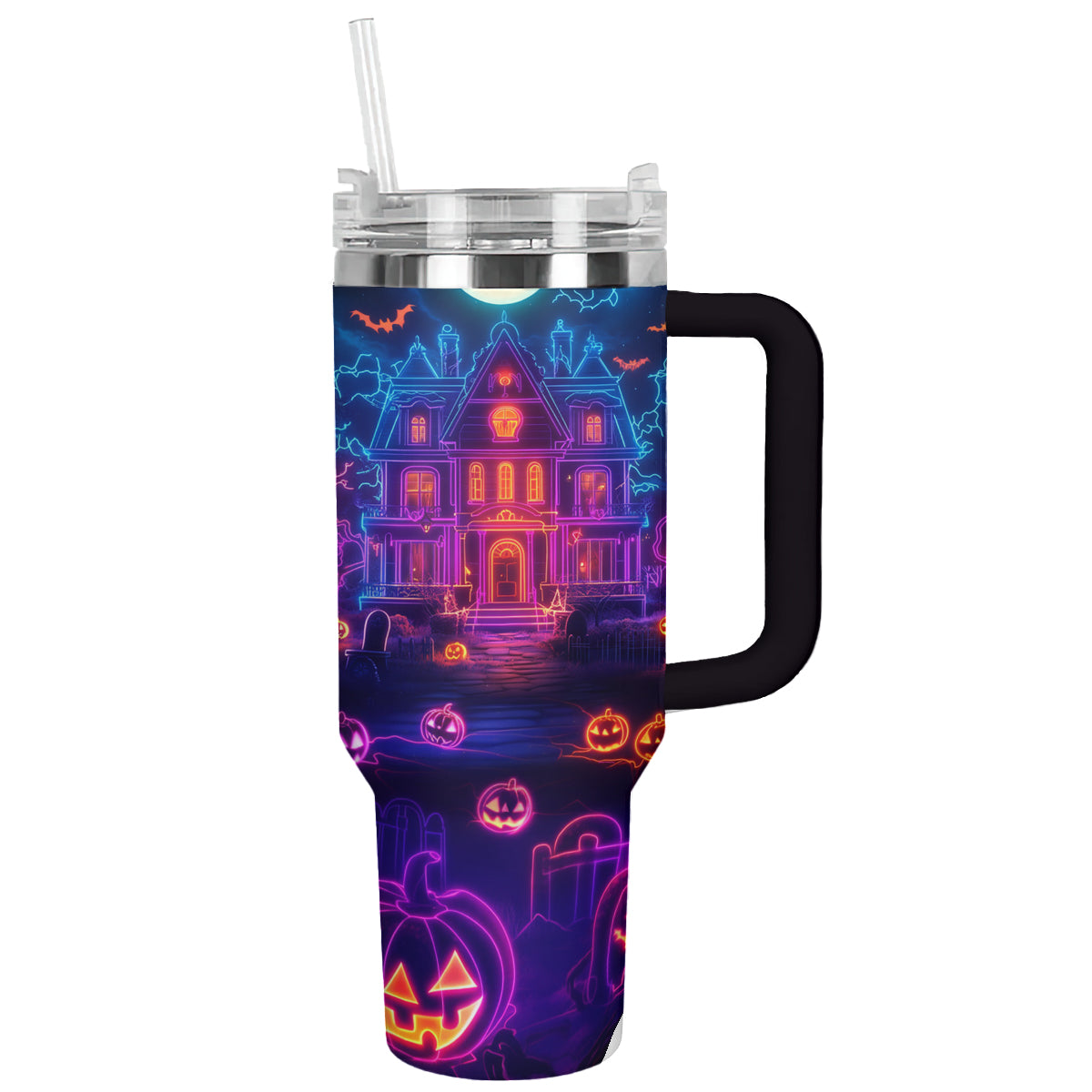 Shineful Tumbler Neon Haunted House On Halloween