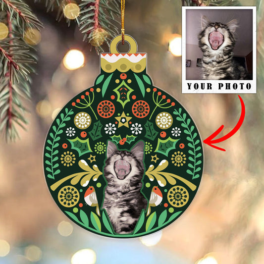 Cat Personalized Christmas Ornament Shineful® Decoration Upload Photo Qd5