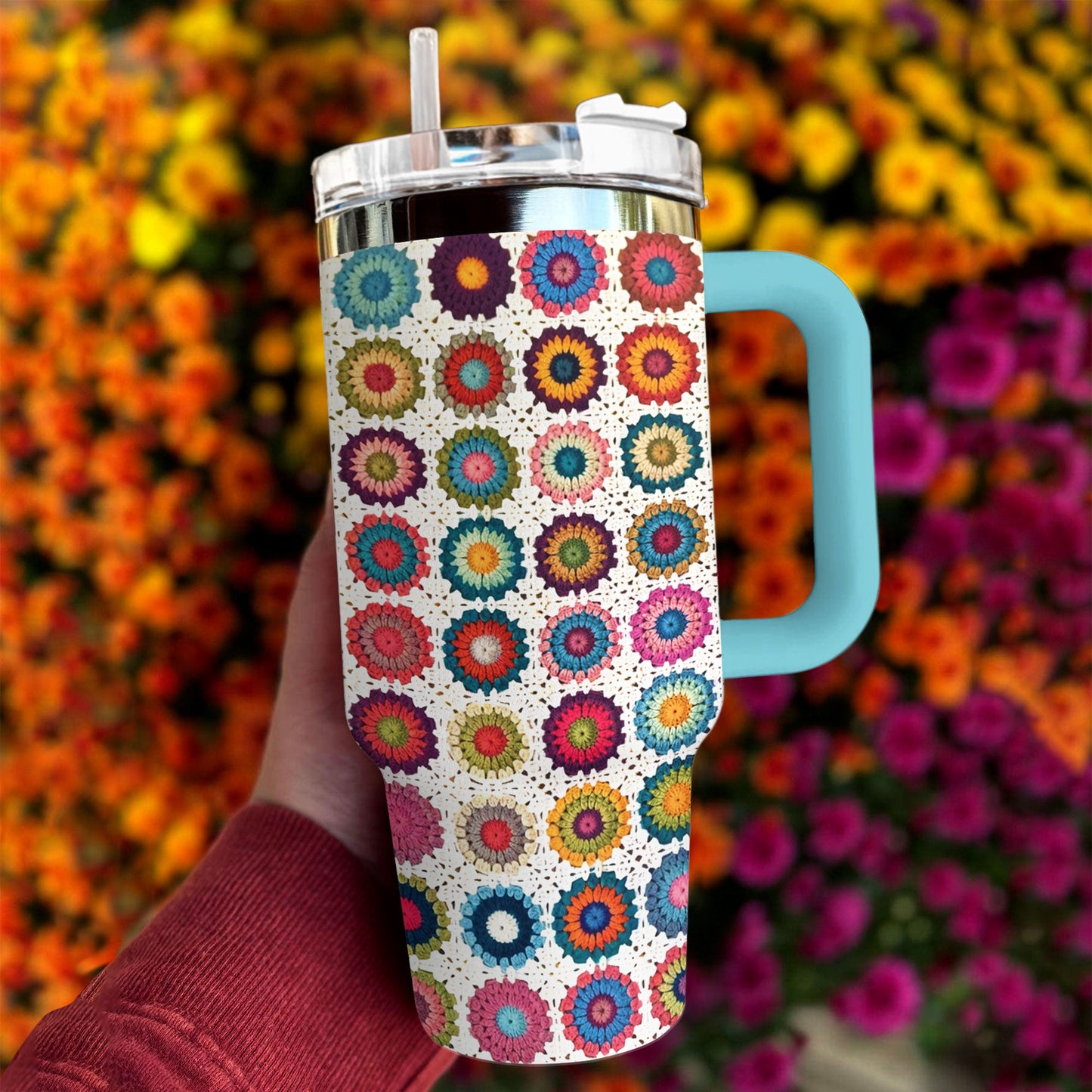 Shineful Tumbler Granny Square Tropical Boho