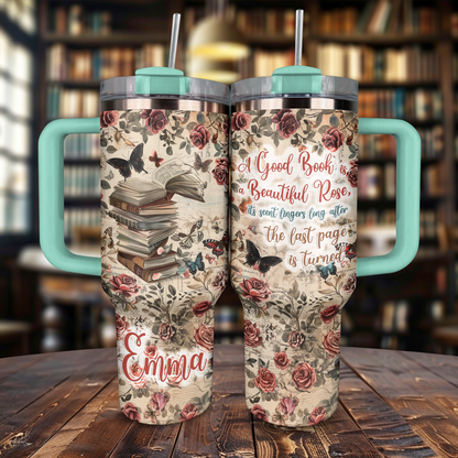 Shineful Personalized Tumbler Rose & Book Enchantment