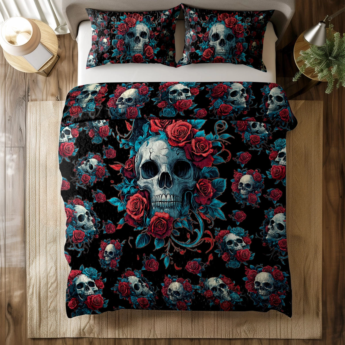 Shineful All Season Quilt 3-Piece Set - Skull Rose Charm