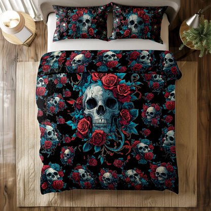 Shineful All Season Quilt 3-Piece Set - Skull Rose Charm