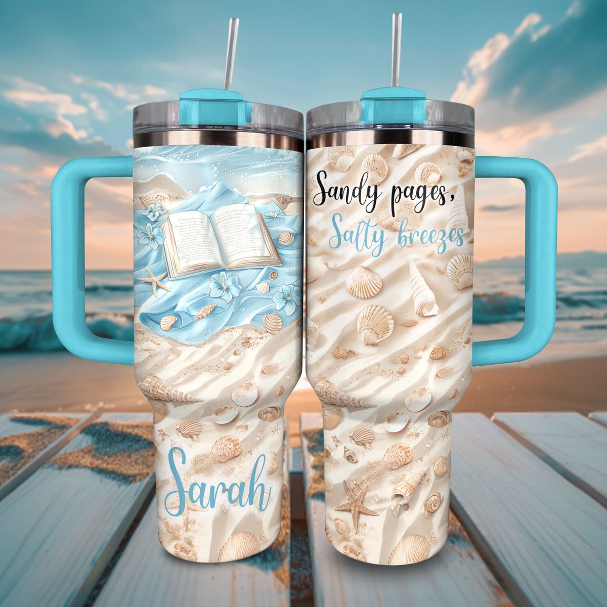 Shineful Personalized Tumbler Open Book Hibiscus Love