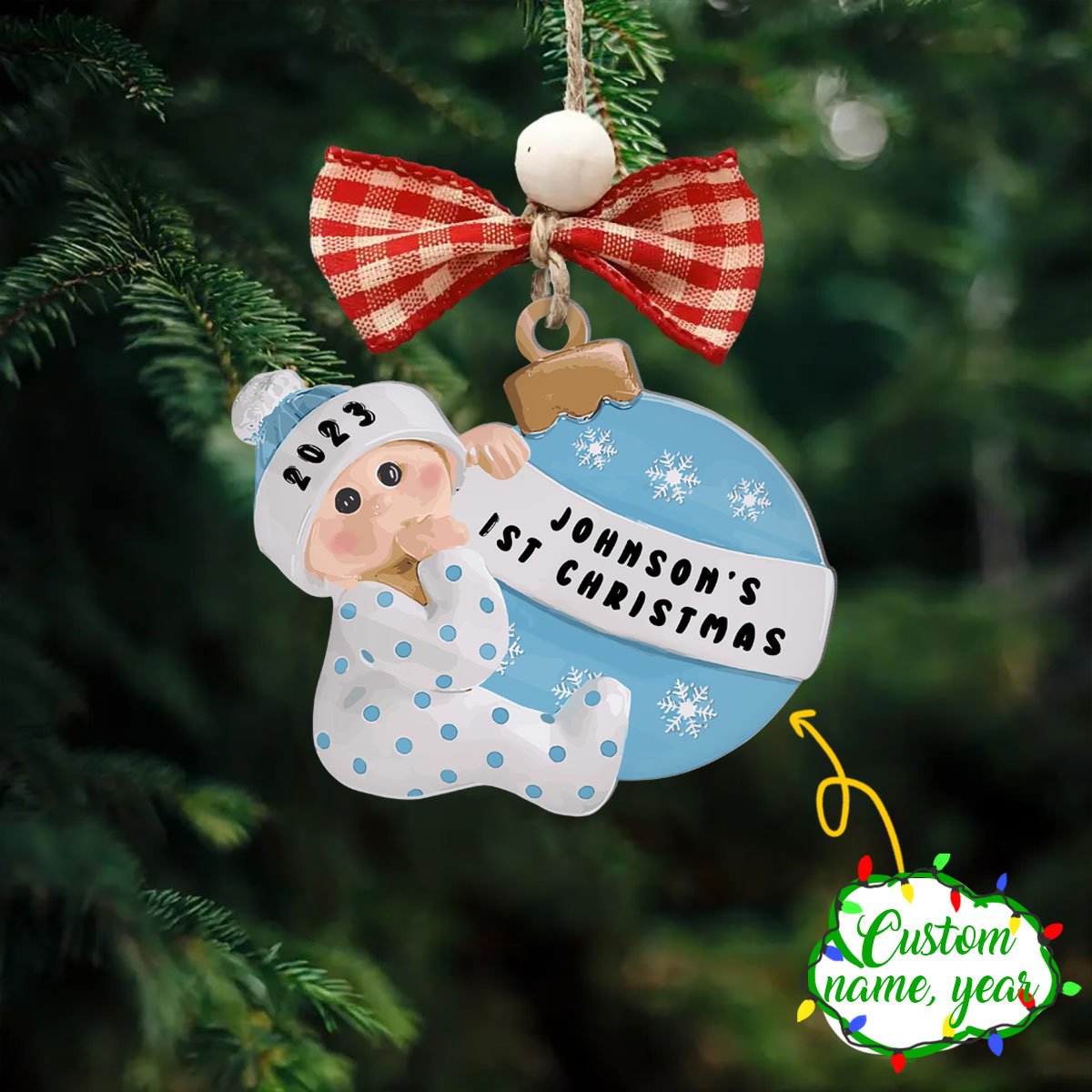 Baby 1St Christmas Personalized Ornament Shineful® Decoration Custom Name Gift Qd5