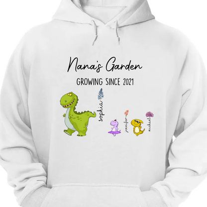 Shineful Nana's Garden Nana Saurus And Kids Custom - Personalized Unisex T-Shirt