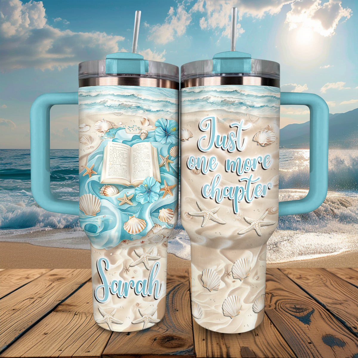 Shineful Personalized Tumbler Just One More Chapter Beachy