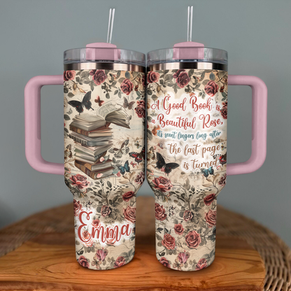 Shineful Personalized Tumbler Rose & Book Enchantment