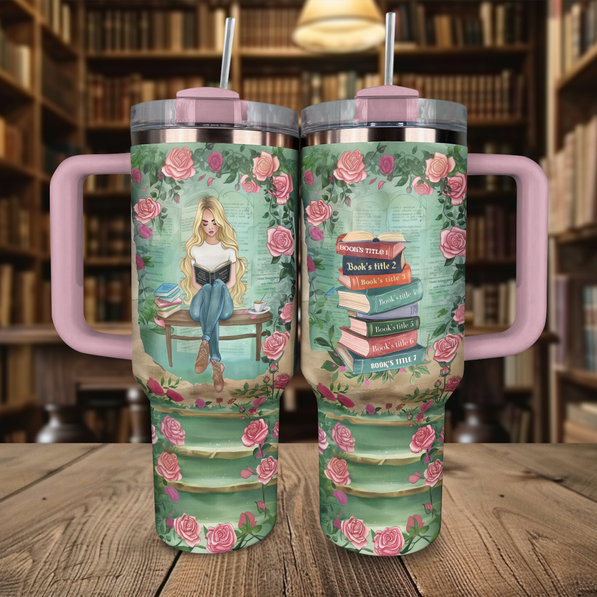 Shineful Personalized Tumbler Girl Loves Books