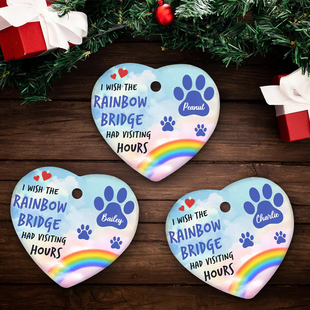 Rainbow Bridge - Personalized Custom Heart Ceramic Christmas Ornament