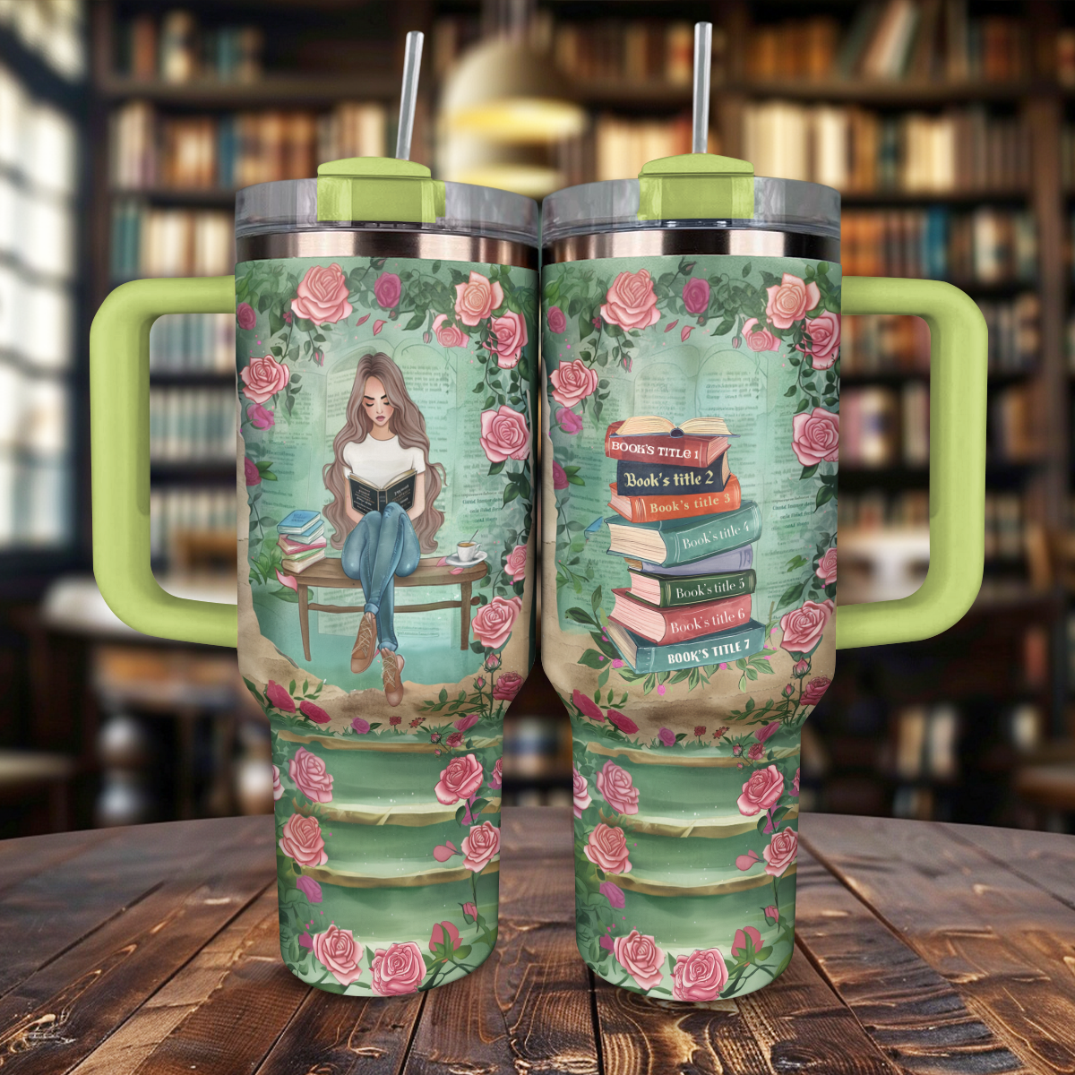 Shineful Personalized Tumbler Girl Loves Books