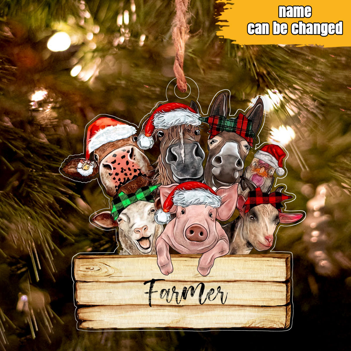 Farmer Personalized Shineful® Decoration Animals Sign Ornament Christmas Qd5