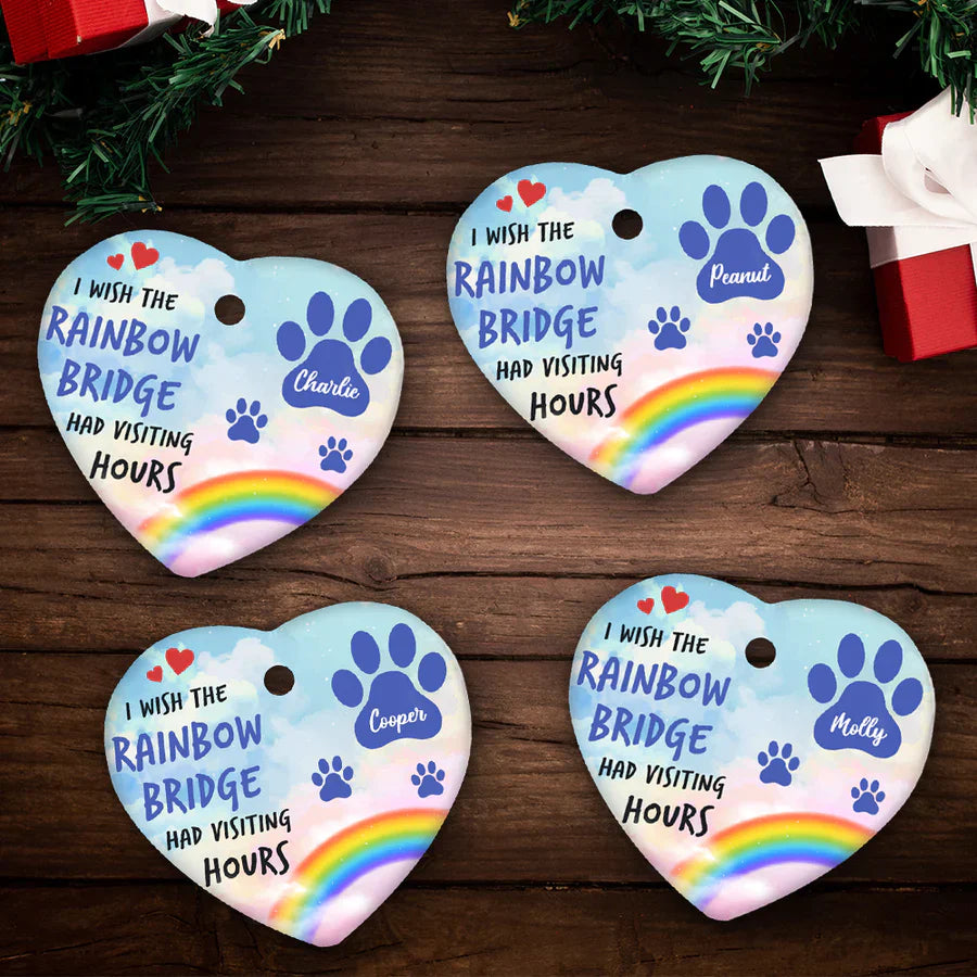 Rainbow Bridge - Personalized Custom Heart Ceramic Christmas Ornament