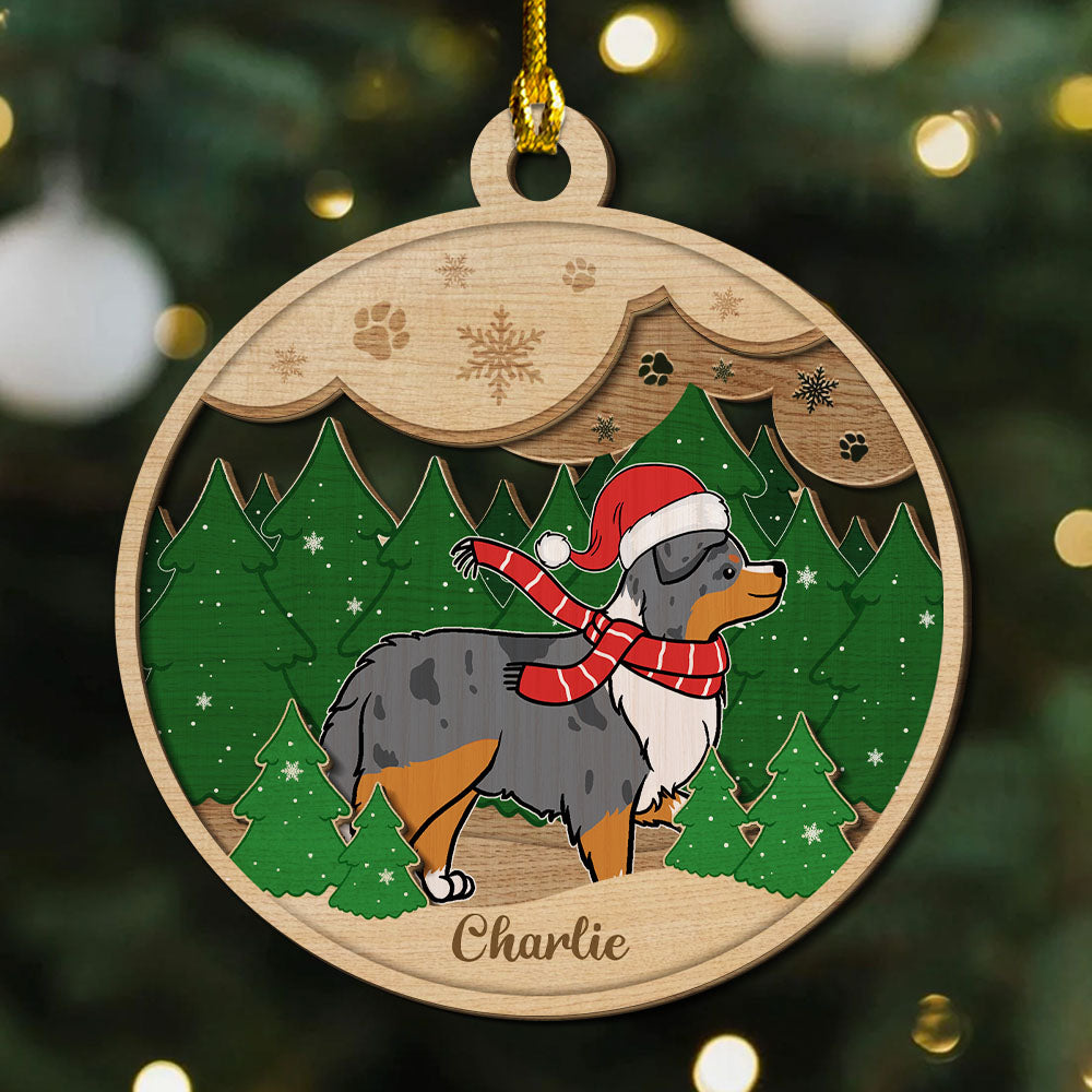 Paws And Snow Christmas- Shinefulgift® Perzonalized Wooden Ornament