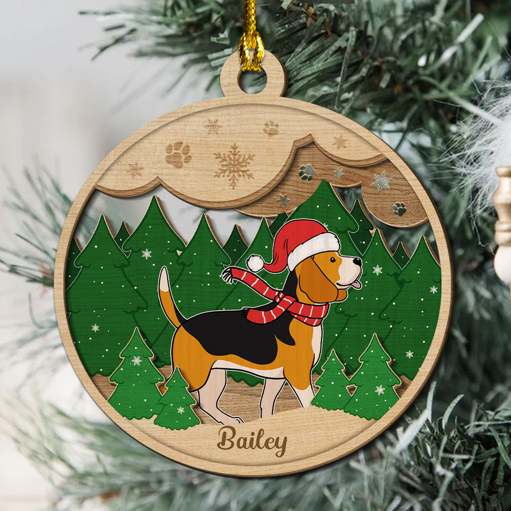 Paws And Snow Christmas- Shinefulgift® Perzonalized Wooden Ornament