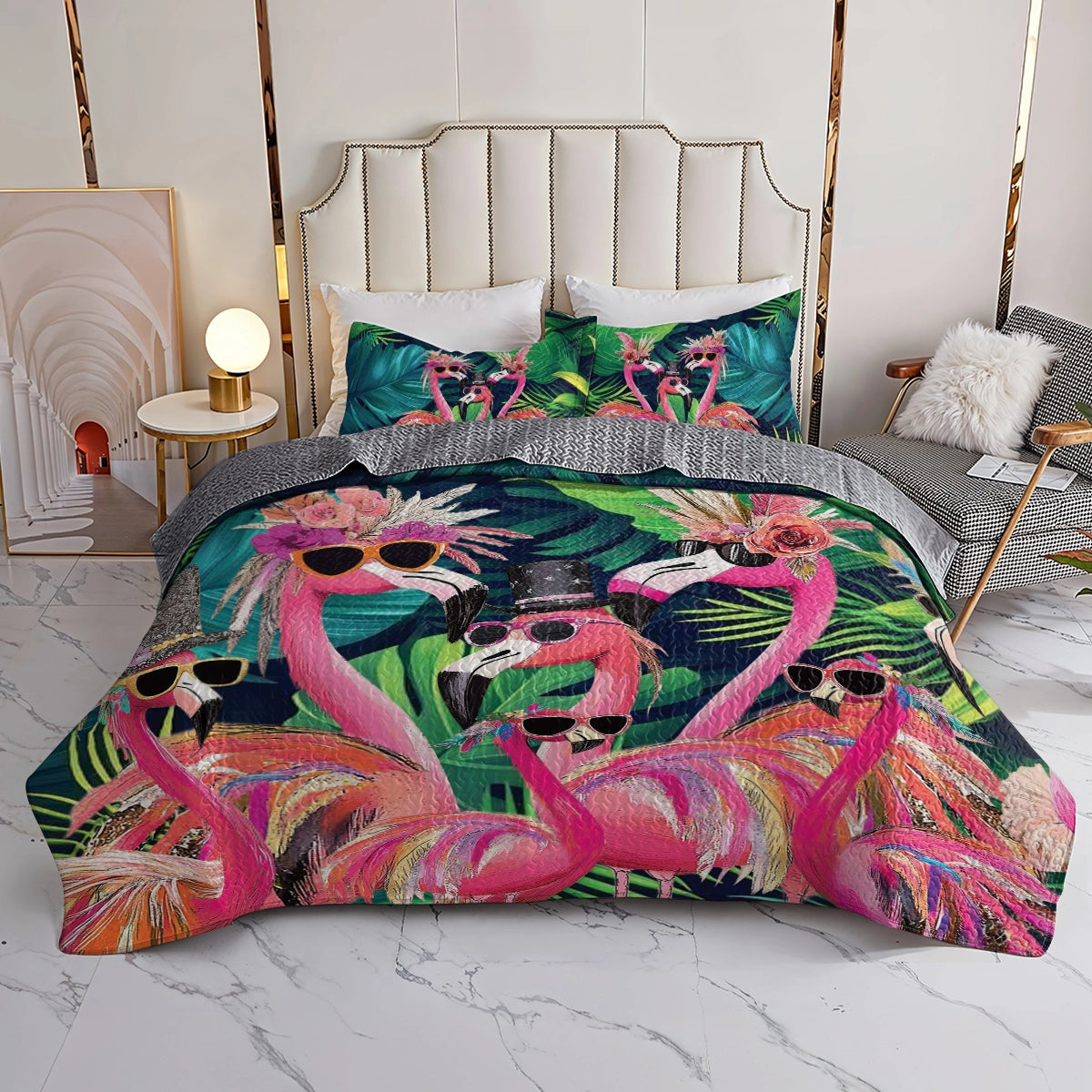 Shineful All Season Quilt 3-Piece Set - Flamingo Fiesta