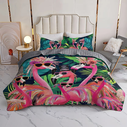 Shineful All Season Quilt 3-Piece Set - Flamingo Fiesta