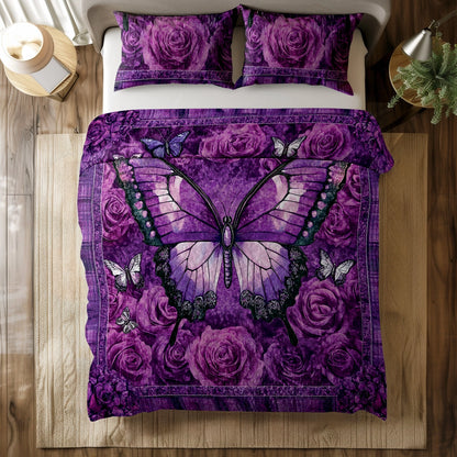 Shineful All Season Quilt 3-Piece Set - Purple Butterfly Dreams