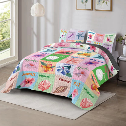 Shineful All Season Quilt 3-Piece Set - Tropical Beach