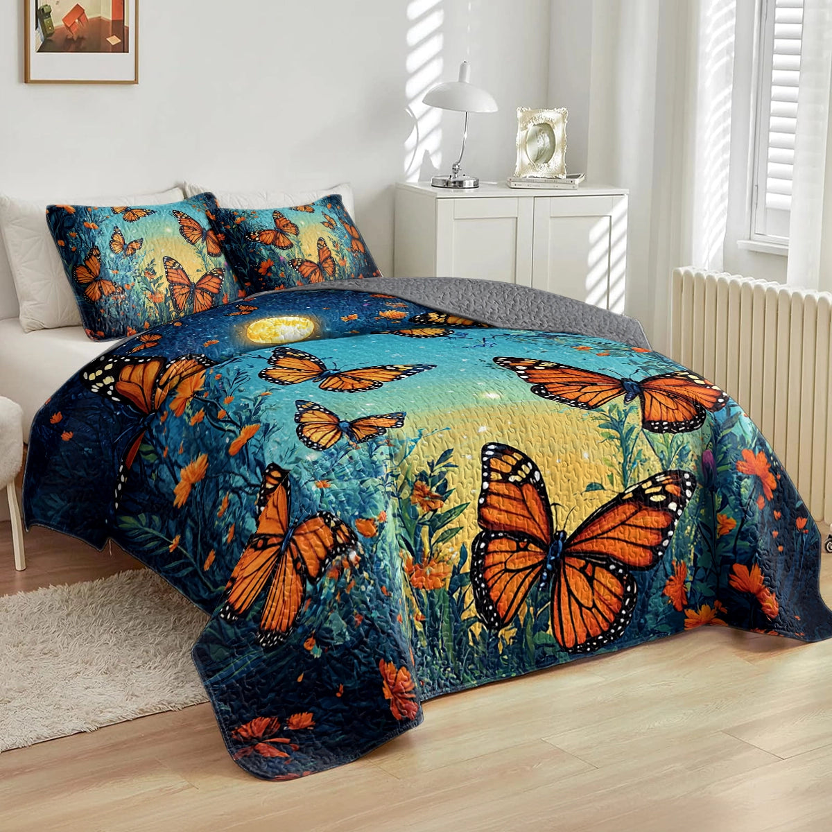 Shineful All Season Quilt 3-Piece Set - Butterfly Sunset