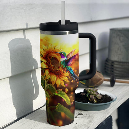 Shineful Tumbler Sunflower With Hummingbird