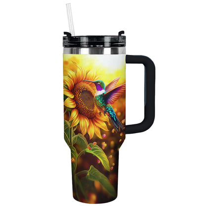 Shineful Tumbler Sunflower With Hummingbird