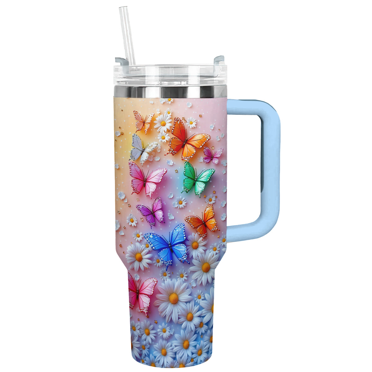 Shineful Tumbler Colorful Butterfly With Daisy