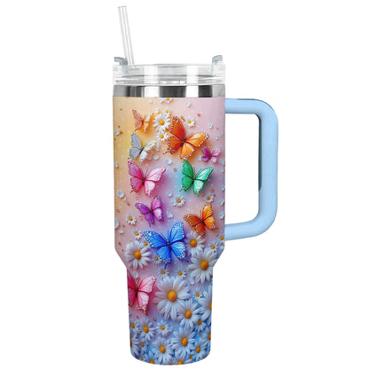 Shineful Tumbler Colorful Butterfly With Daisy