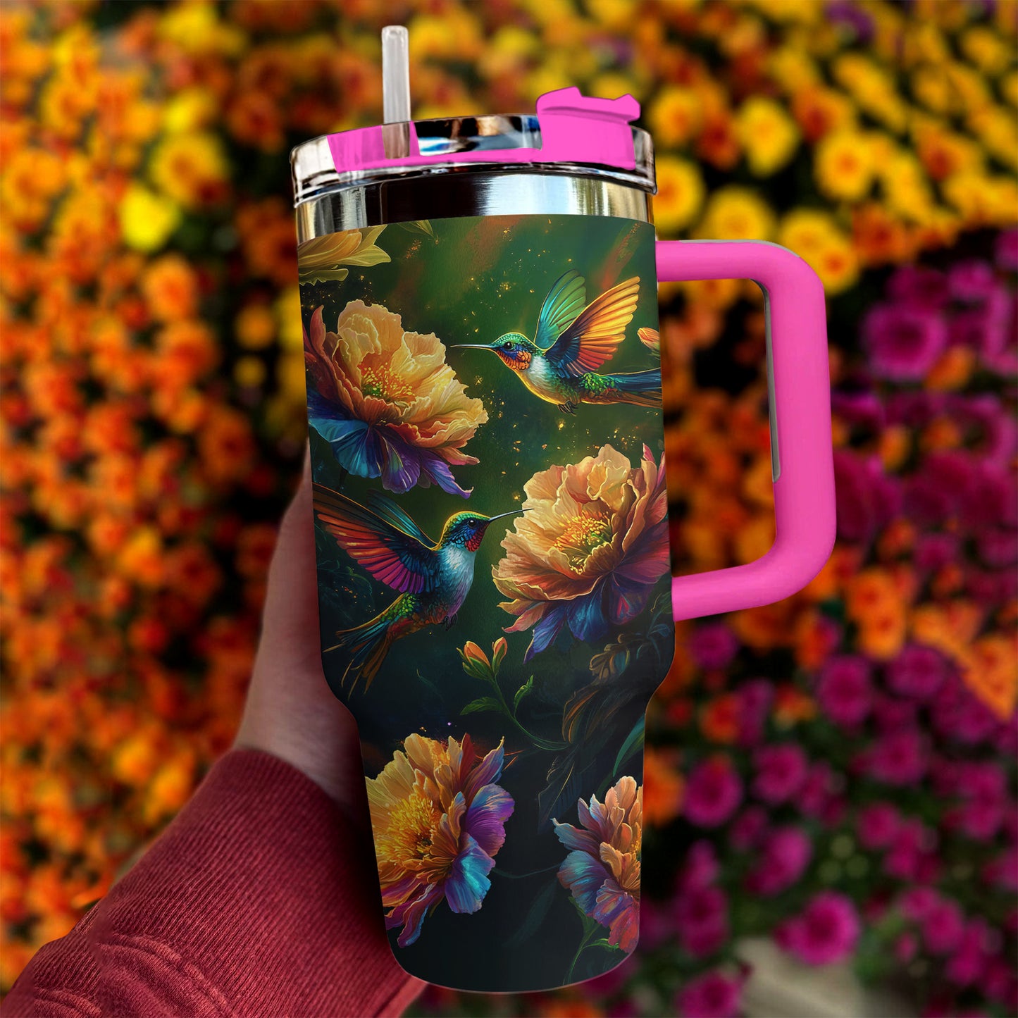 Shineful Tumbler Hummingbird And Beautiful Flower