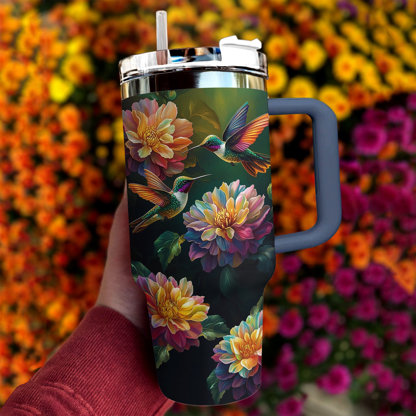 Shineful Tumbler Floral Hummingbird