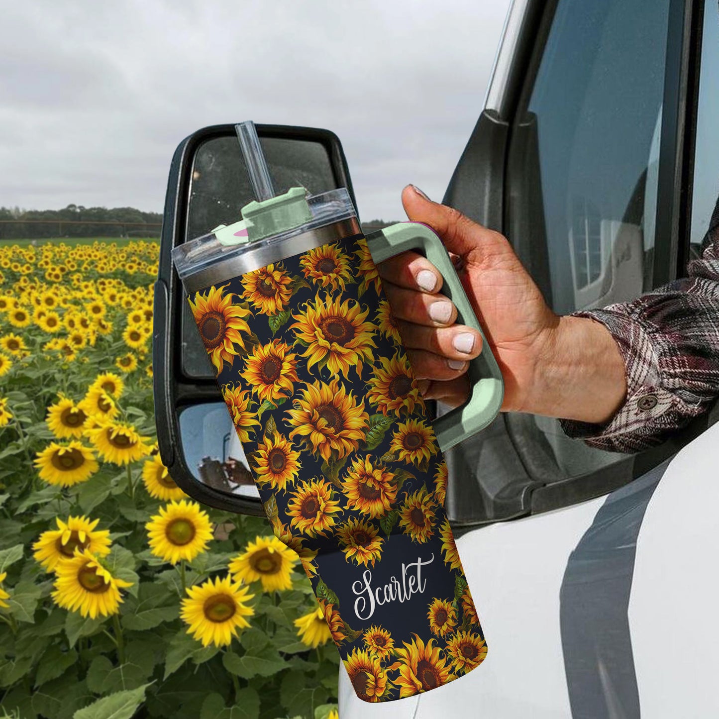 Shineful Tumbler Personalized Graceful Sunflower