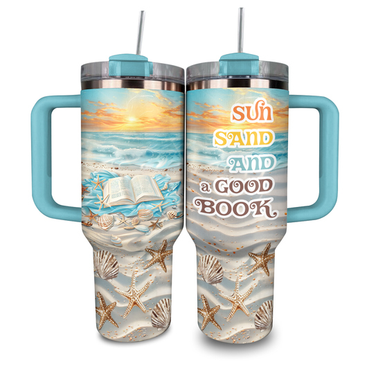 Lectures sur la plage au coucher du soleil avec Shineful Tumbler