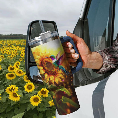 Verre brillant Tournesol avec colibri