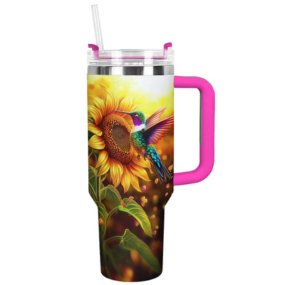 Shineful Tumbler Sunflower With Hummingbird