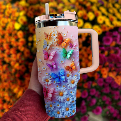 Shineful Tumbler Colorful Butterfly With Daisy